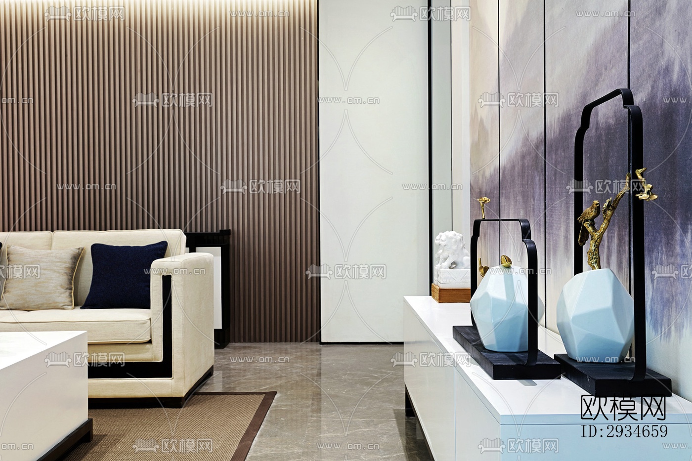 新中式平层效果图下载（渲染图11）