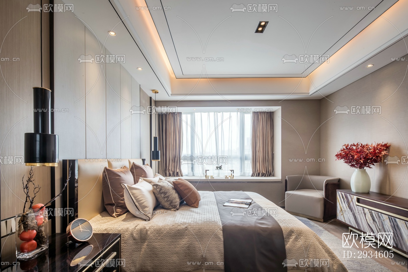 新中式平层效果图下载（渲染图12）