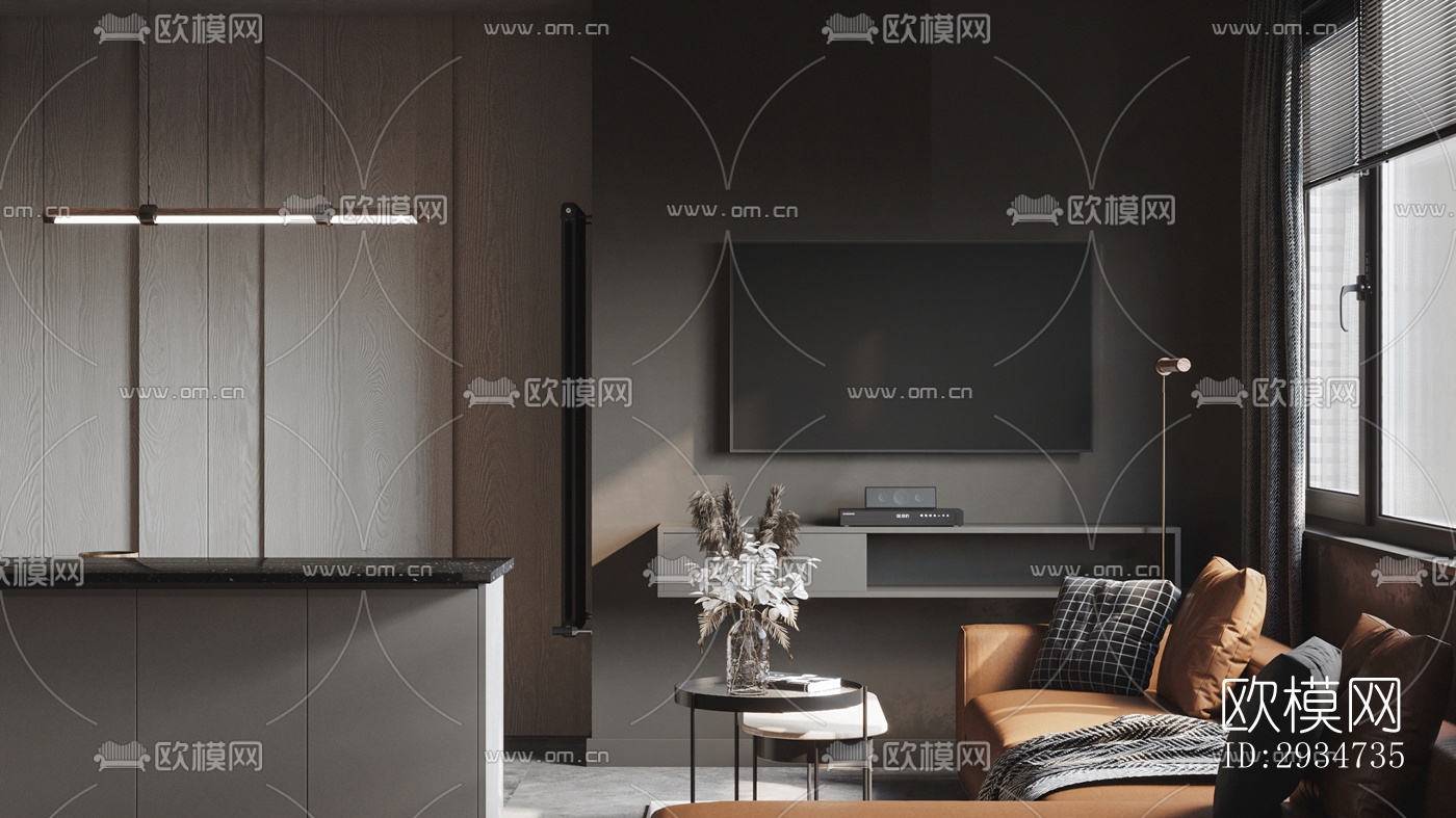 现代平层效果图下载（渲染图17）