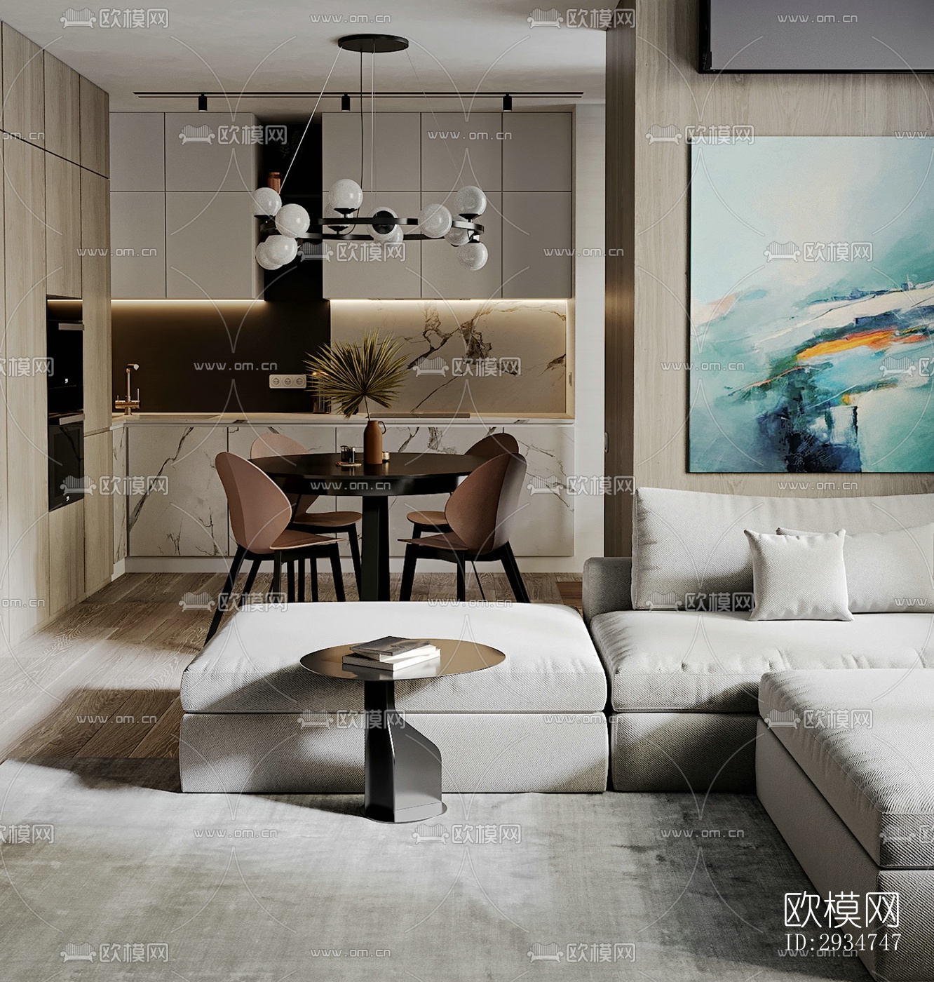 现代平层效果图下载（渲染图12）