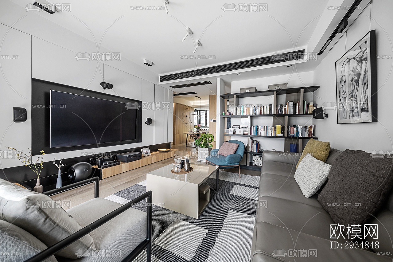 现代平层效果图下载（渲染图13）