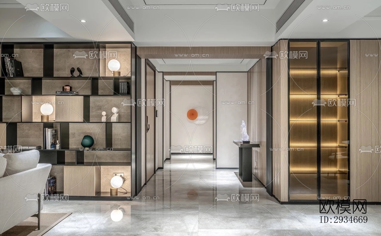 新中式平层效果图下载（渲染图5）