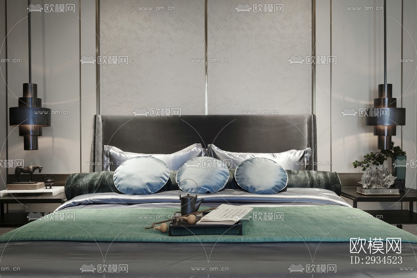 新中式平层效果图下载（渲染图10）