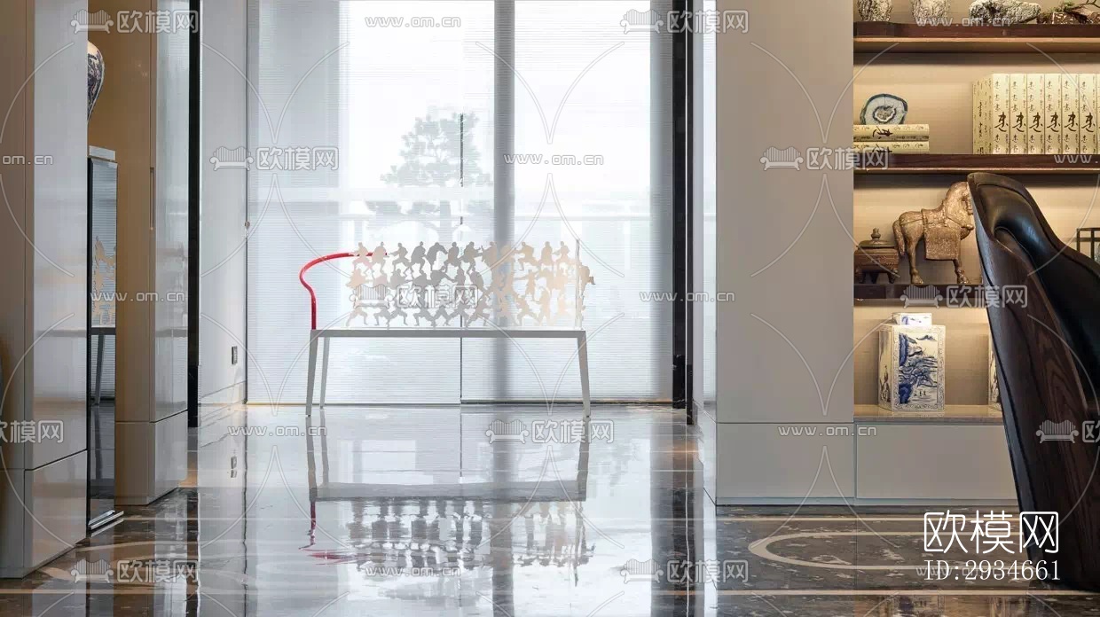 新中式平层效果图下载（渲染图6）