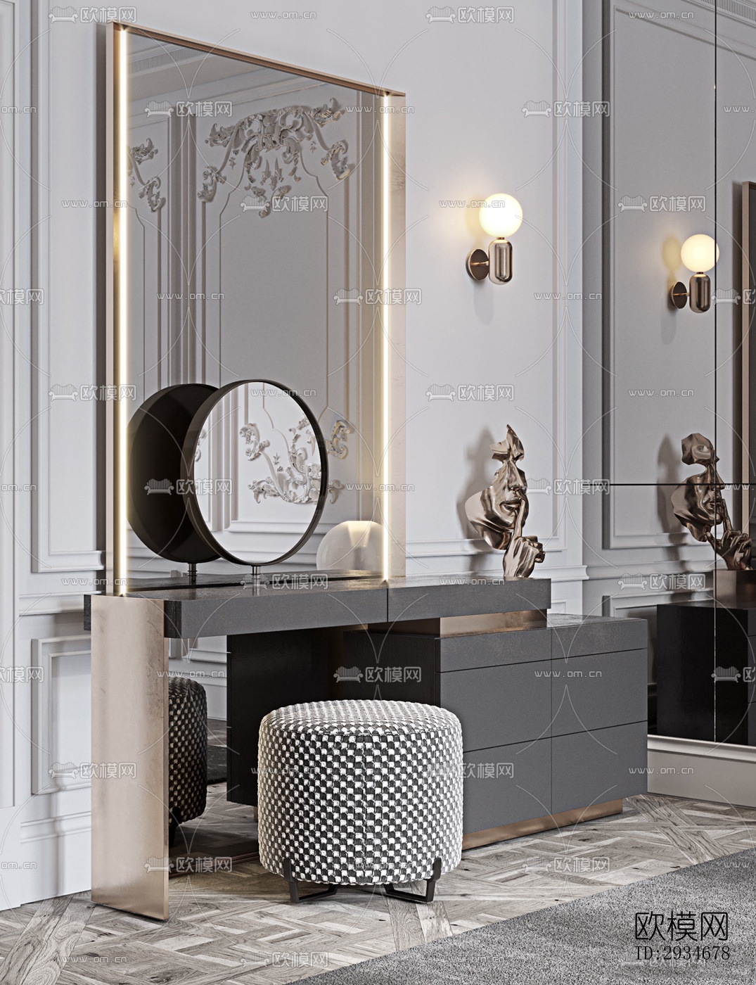 欧式平层效果图下载（渲染图13）