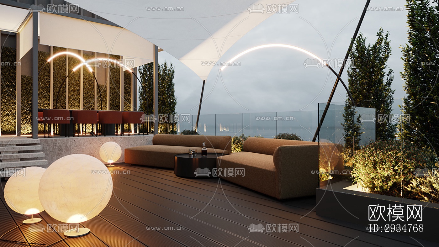 现代平层效果图下载（渲染图11）