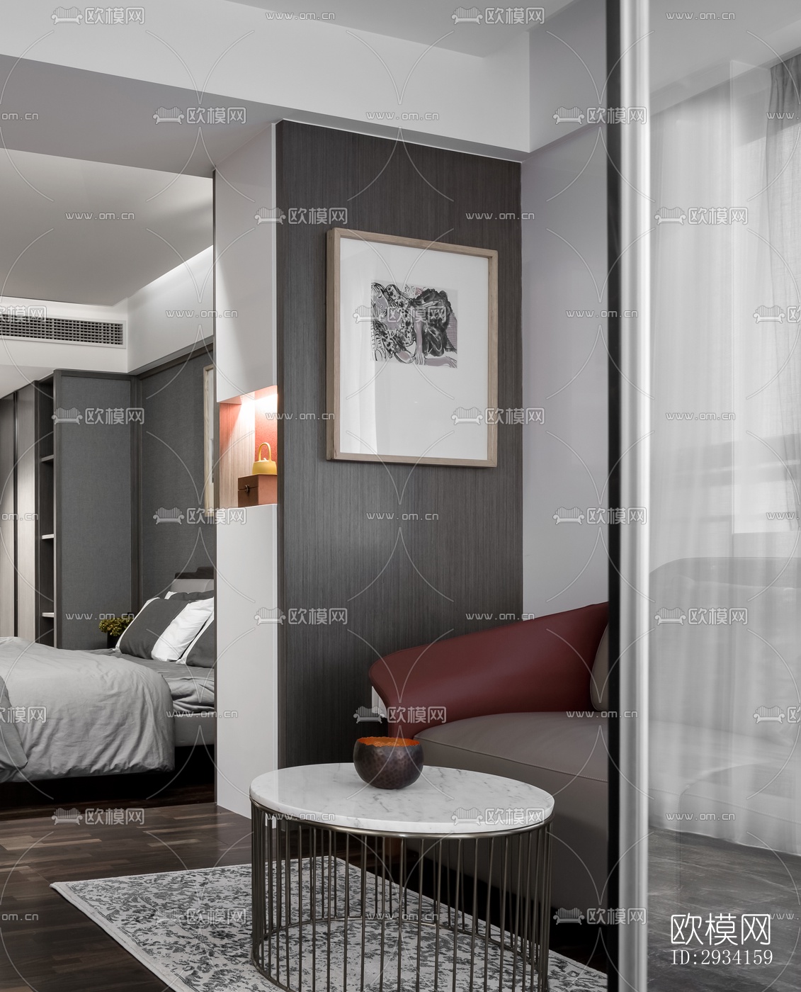 高级灰别墅效果图下载（渲染图20）