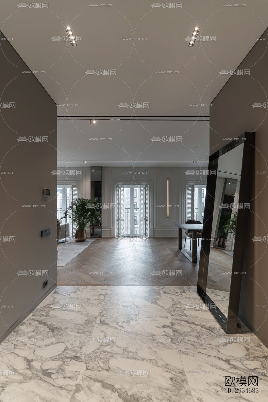欧式平层效果图下载（渲染图4）