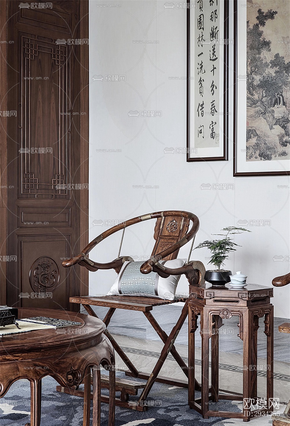 中式平层效果图下载（渲染图20）