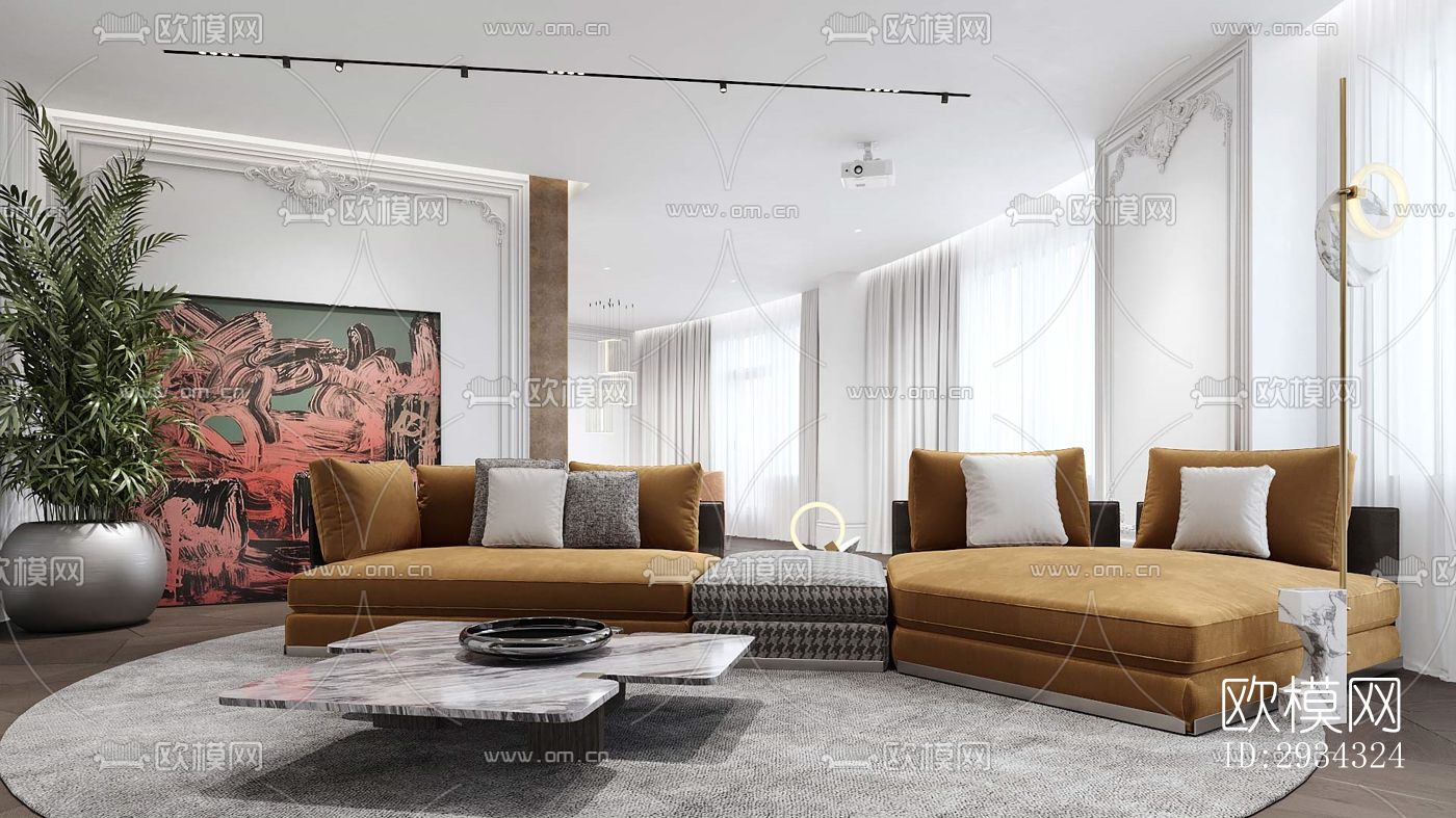 现代复式效果图下载（渲染图1）