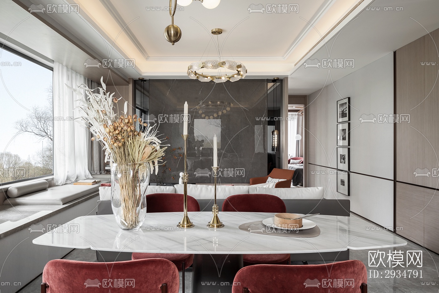 现代平层效果图下载（渲染图10）