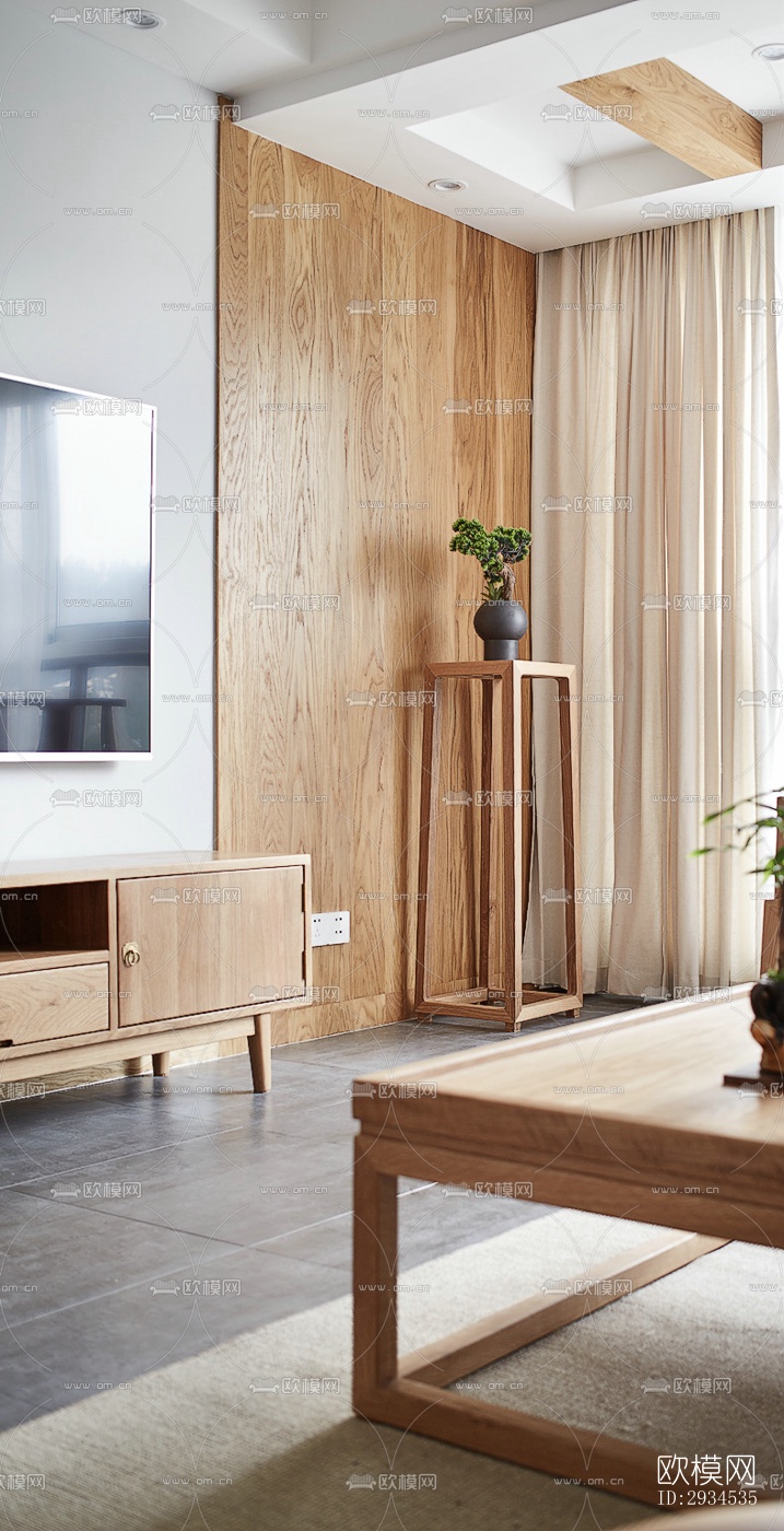 新中式平层效果图下载（渲染图19）