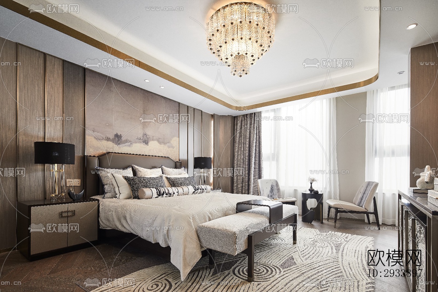 新中式别墅效果图下载（渲染图1）