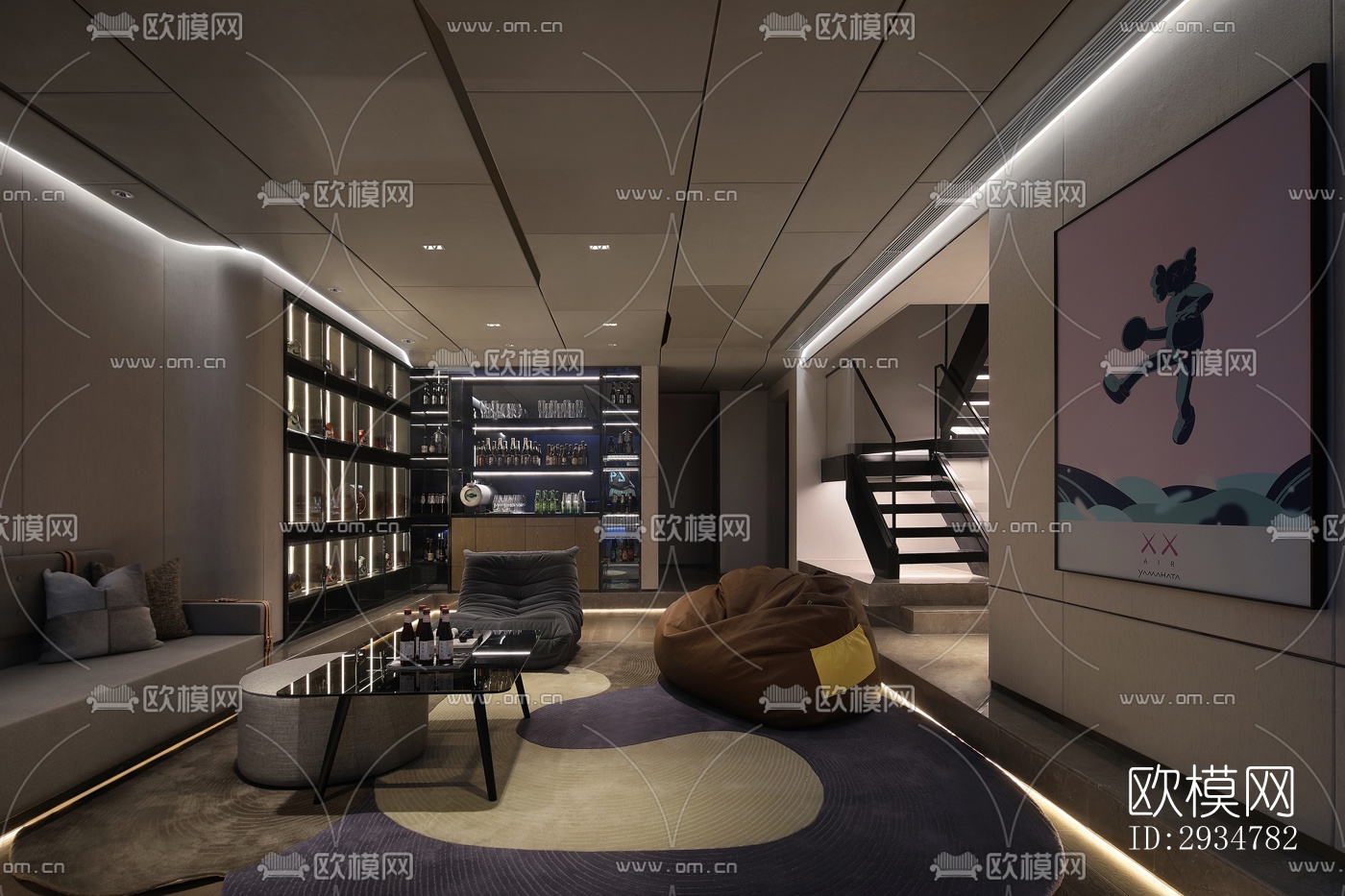 现代平层效果图下载（渲染图18）