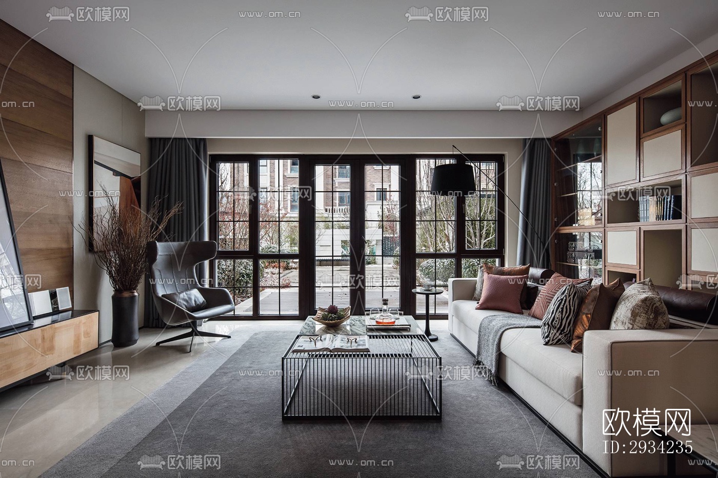 新中式复式效果图下载（渲染图13）