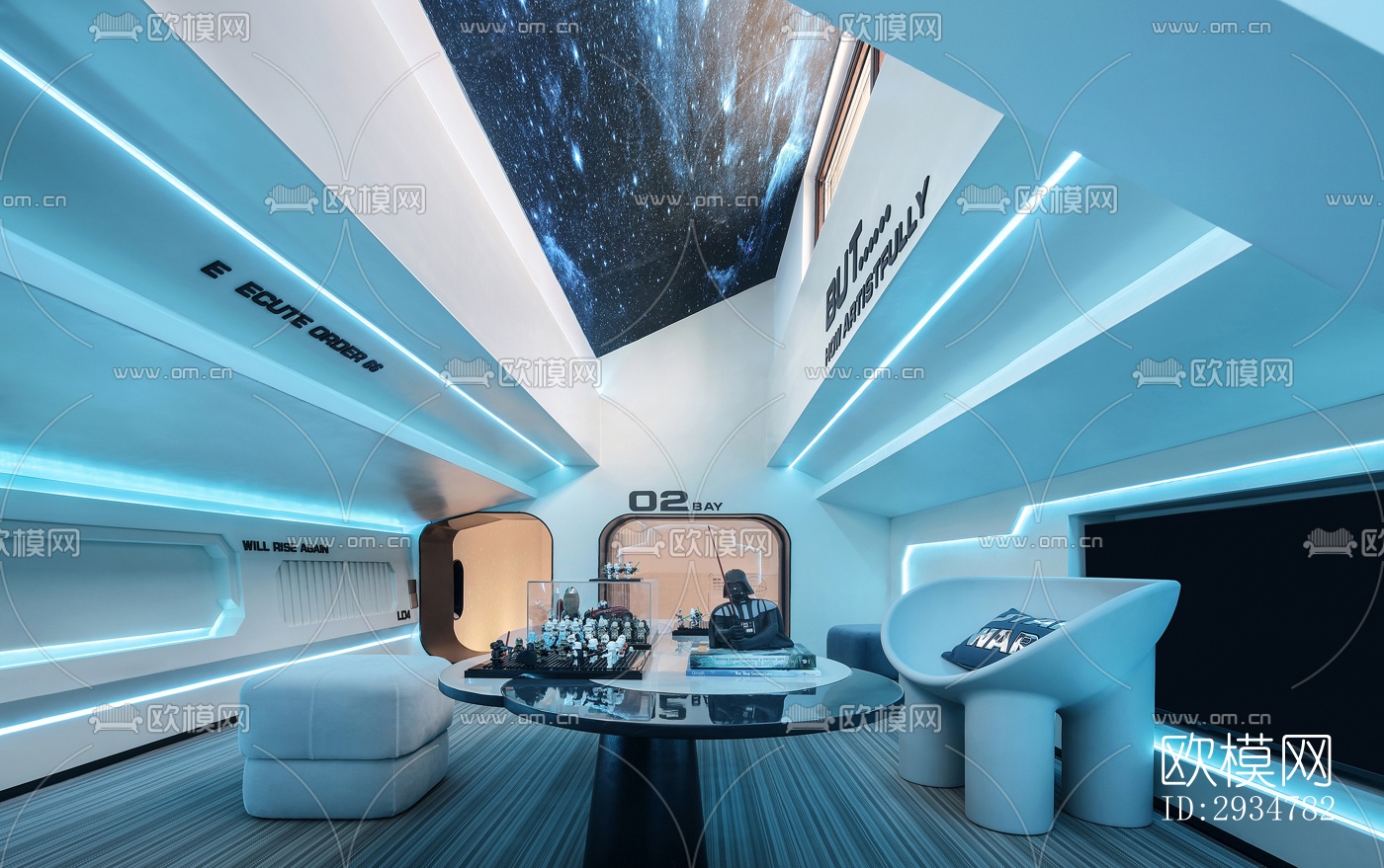 现代平层效果图下载（渲染图12）