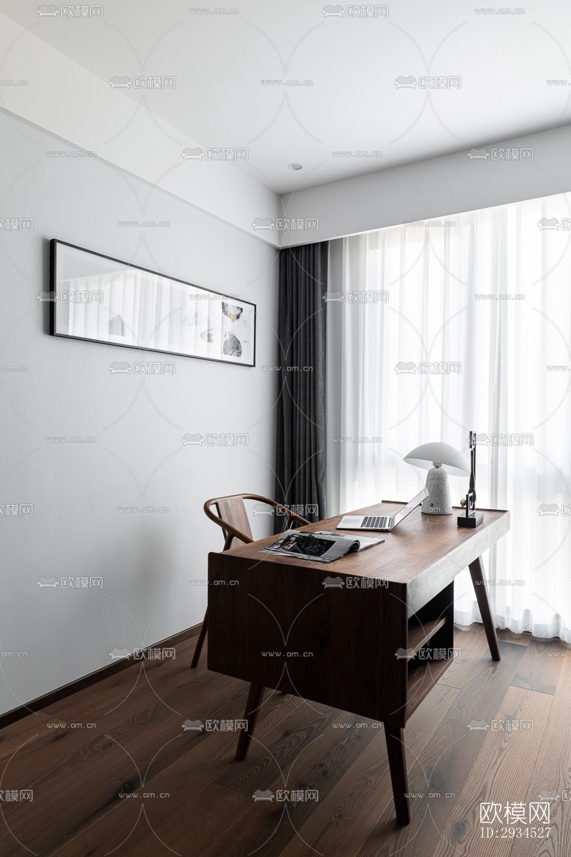 新中式平层效果图下载（渲染图12）