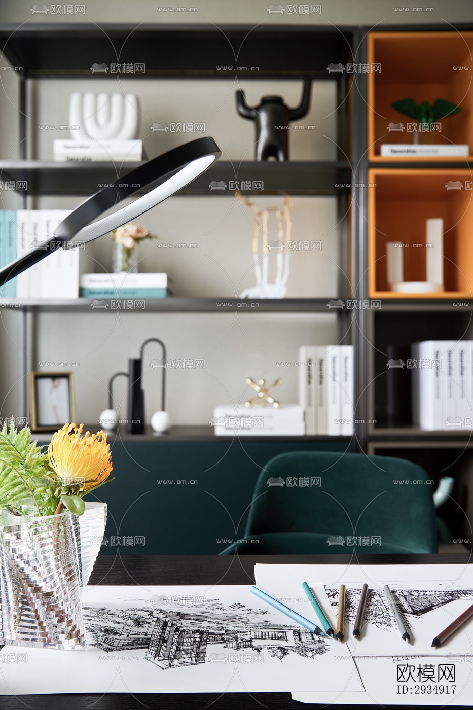 现代平层效果图下载（渲染图15）