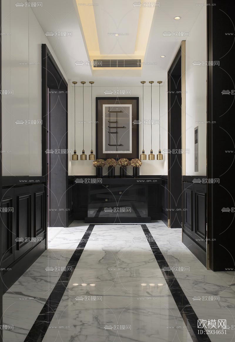 新中式平层效果图下载（渲染图5）