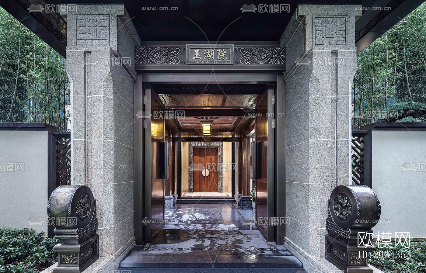 中式平层效果图下载（渲染图1）