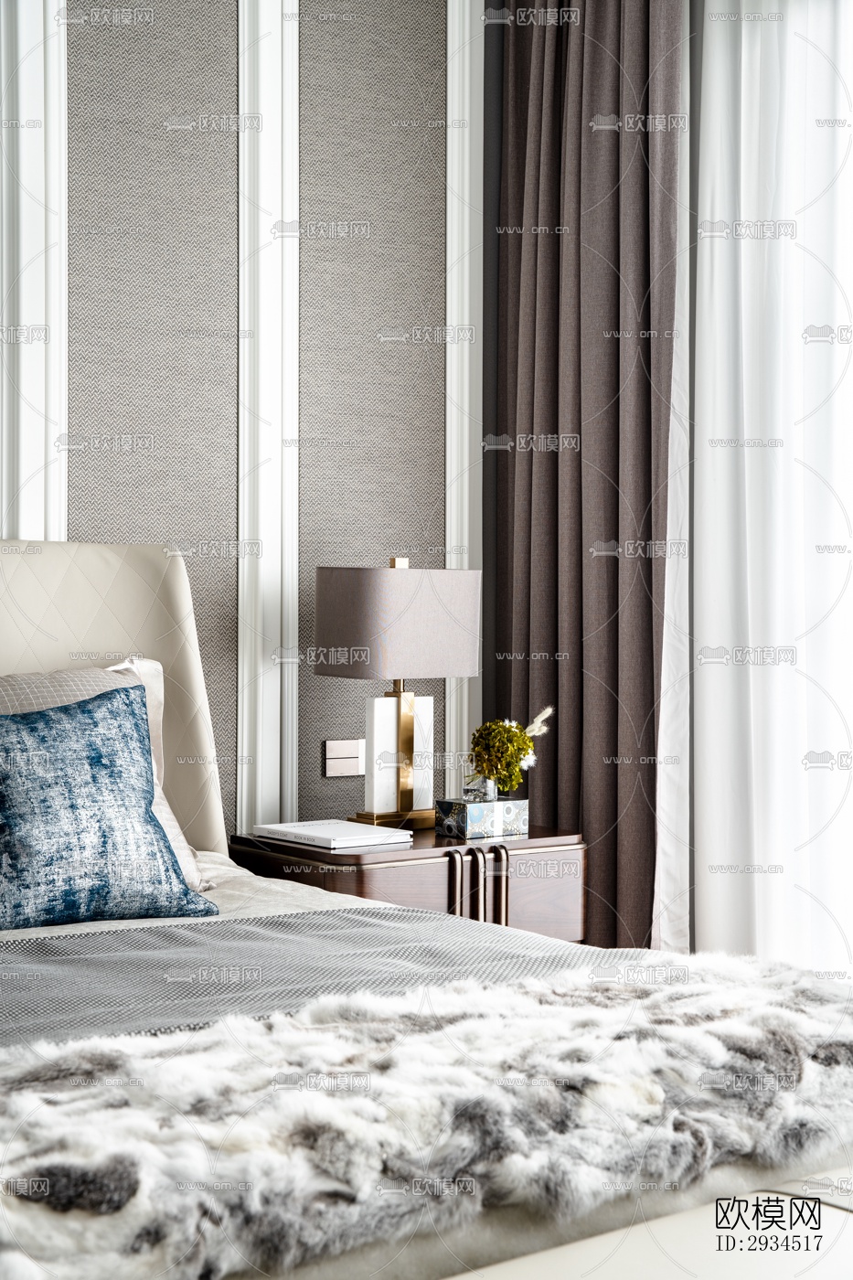 新中式平层效果图下载（渲染图3）