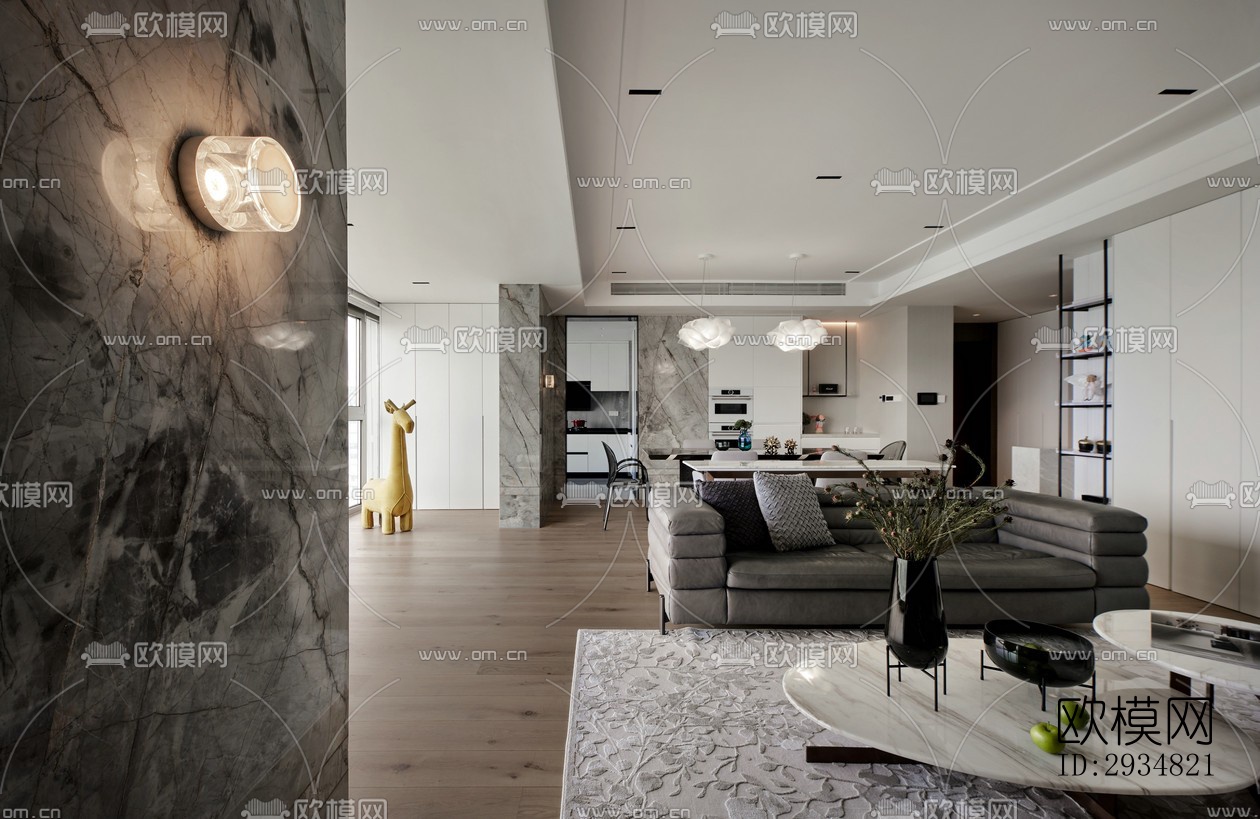 现代平层效果图下载（渲染图17）