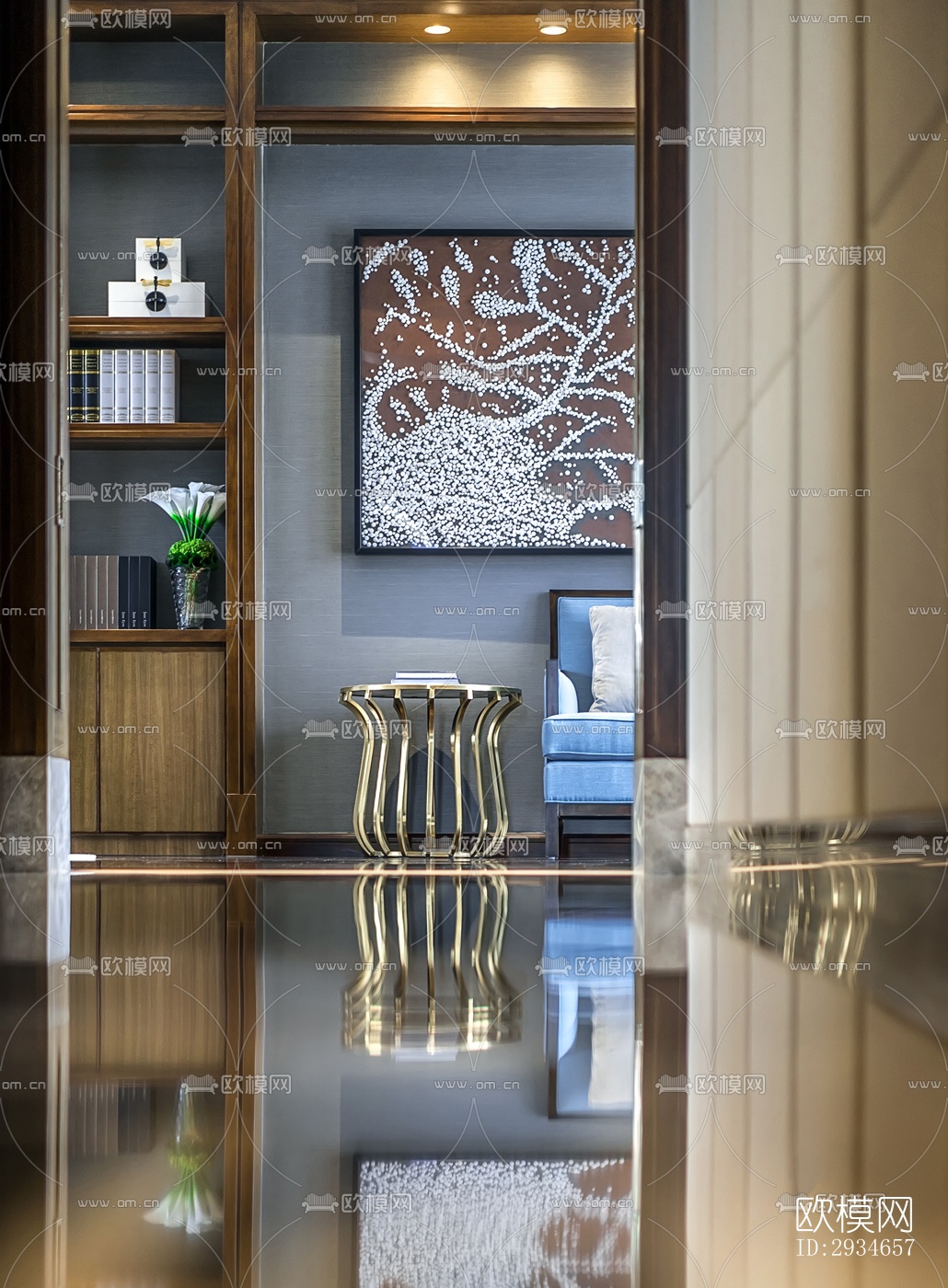 新中式平层效果图下载（渲染图13）