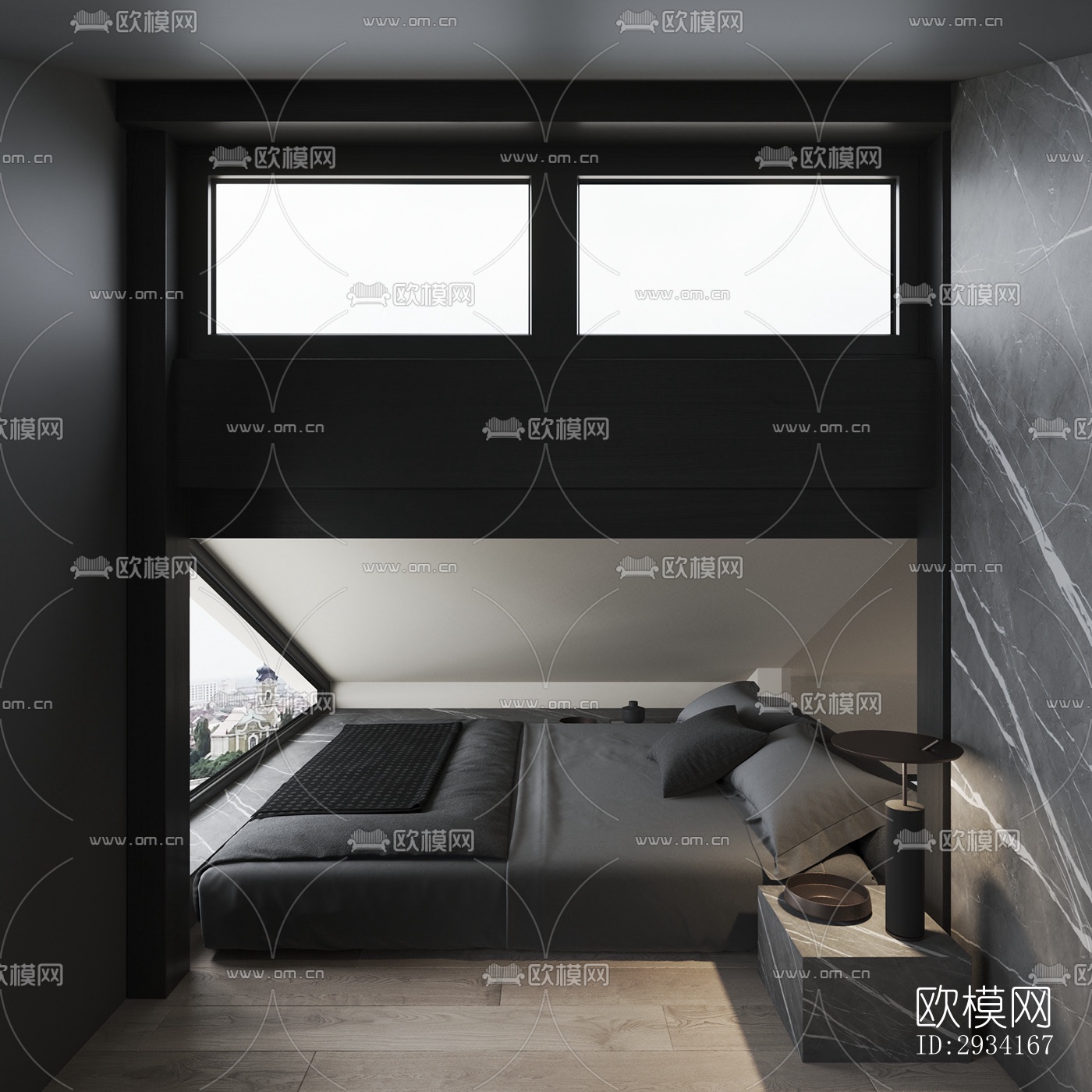 高级灰别墅效果图下载（渲染图11）