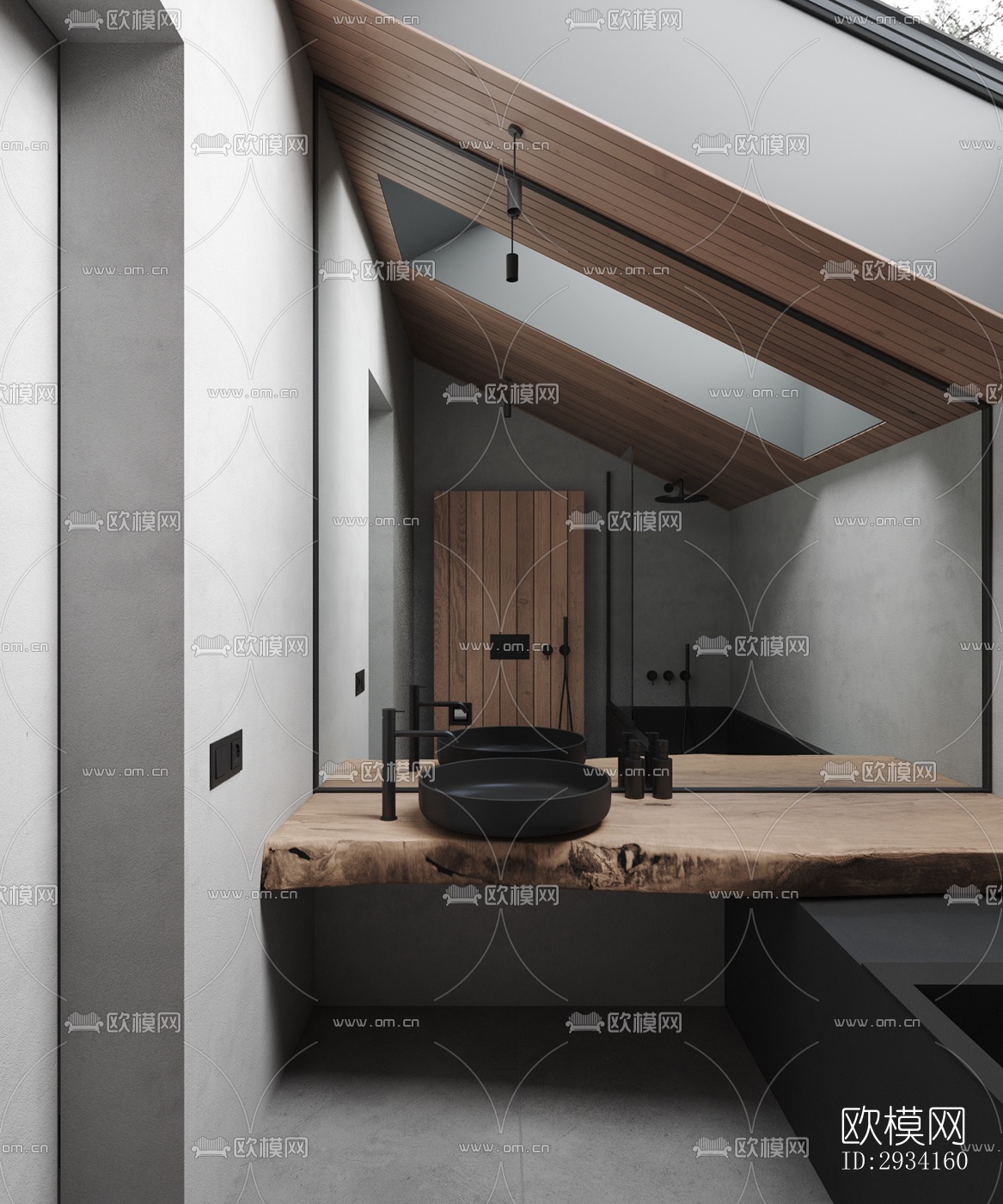 高级灰别墅效果图下载（渲染图12）