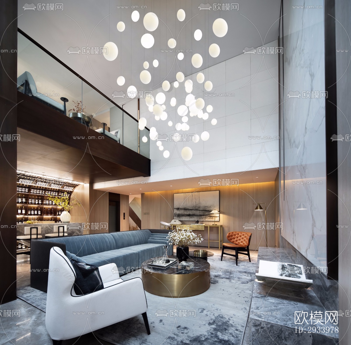 新中式别墅效果图下载（渲染图13）