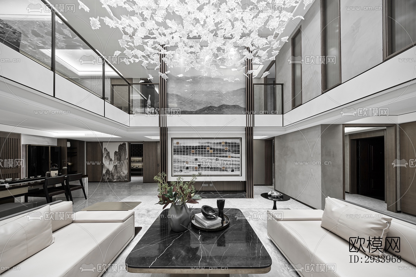 新中式别墅效果图下载（渲染图9）