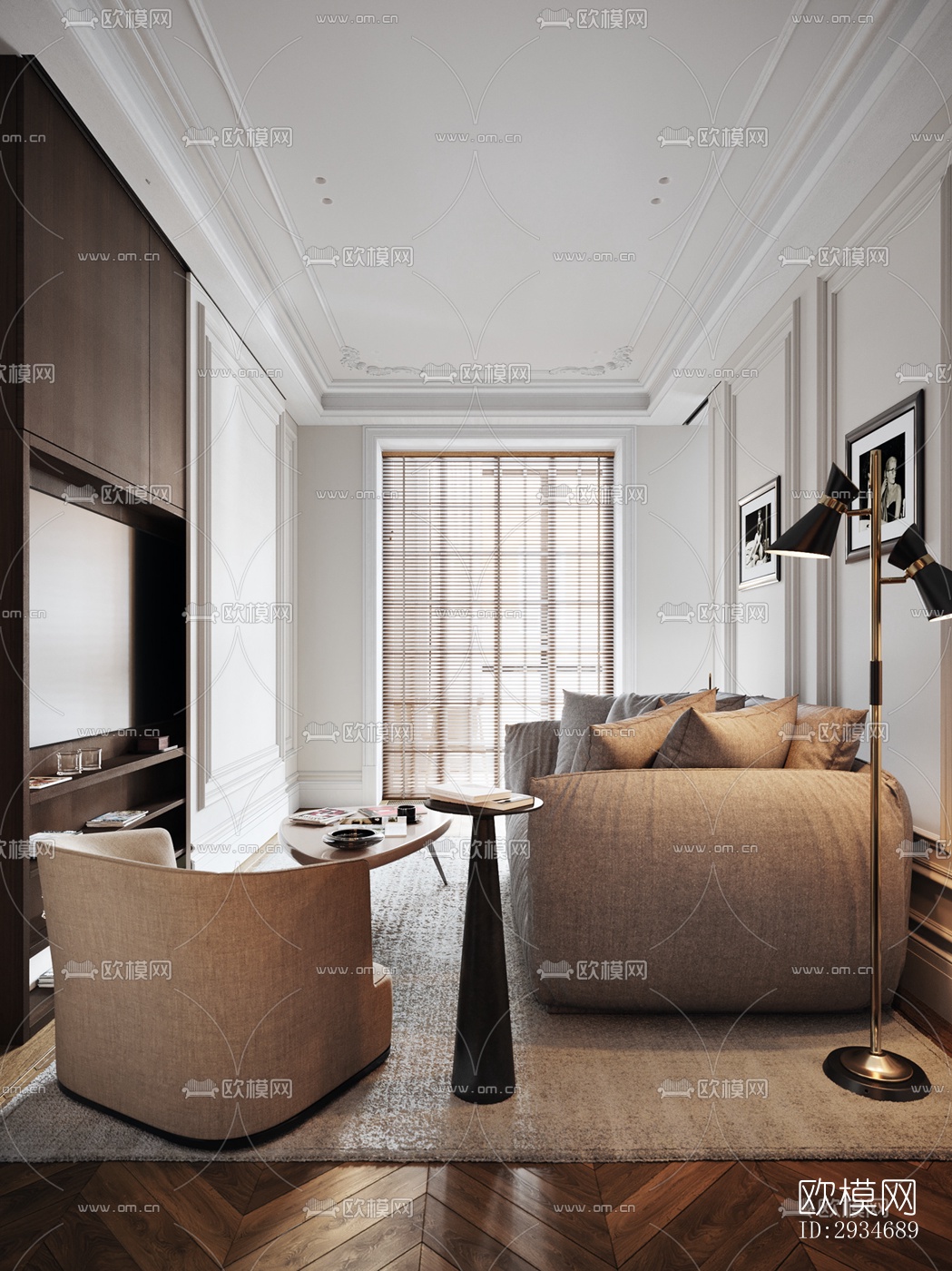 欧式平层效果图下载（渲染图11）