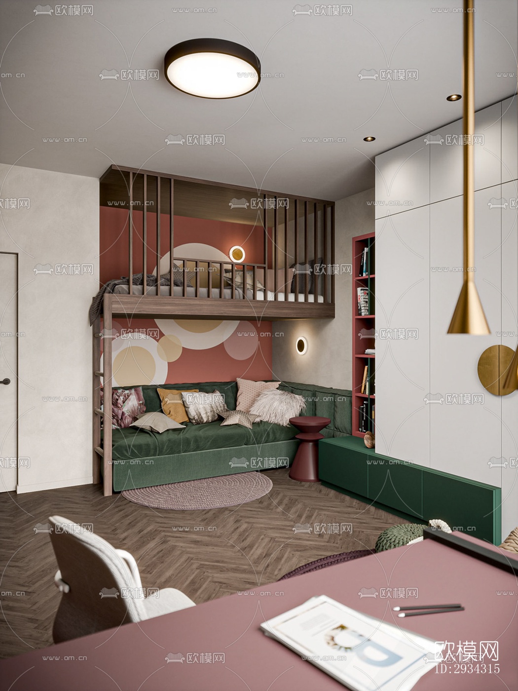 现代复式效果图下载（渲染图2）