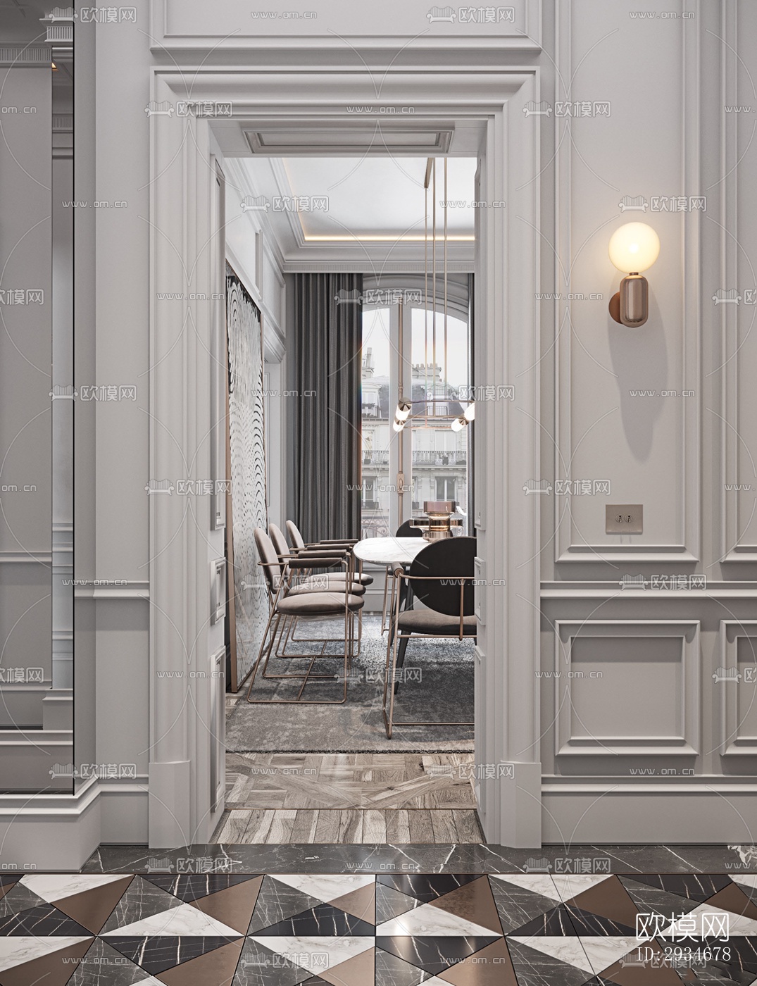 欧式平层效果图下载（渲染图4）