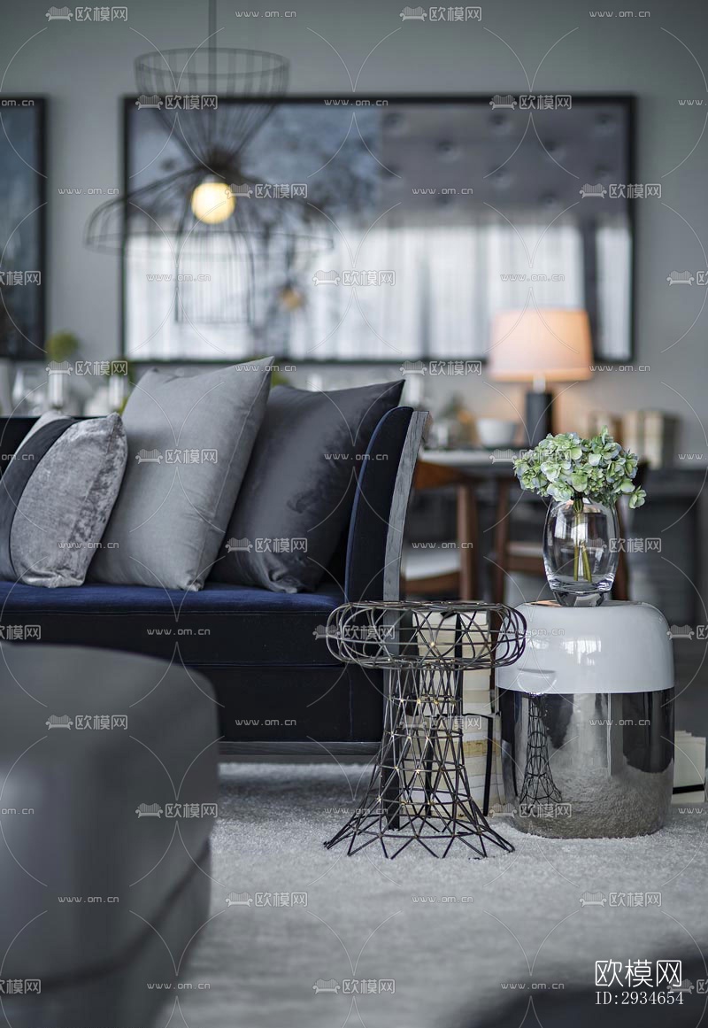 新中式平层效果图下载（渲染图3）