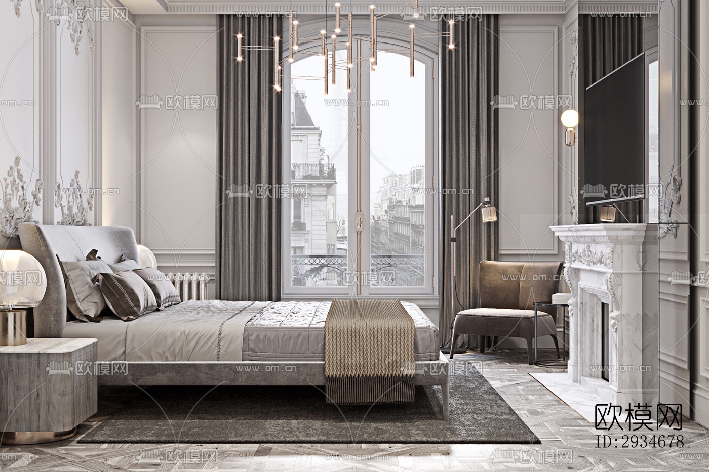 欧式平层效果图下载（渲染图7）