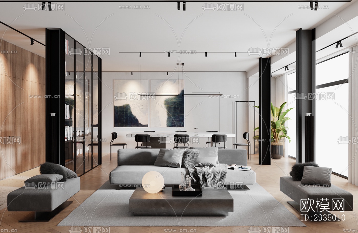 现代平层效果图下载（渲染图7）