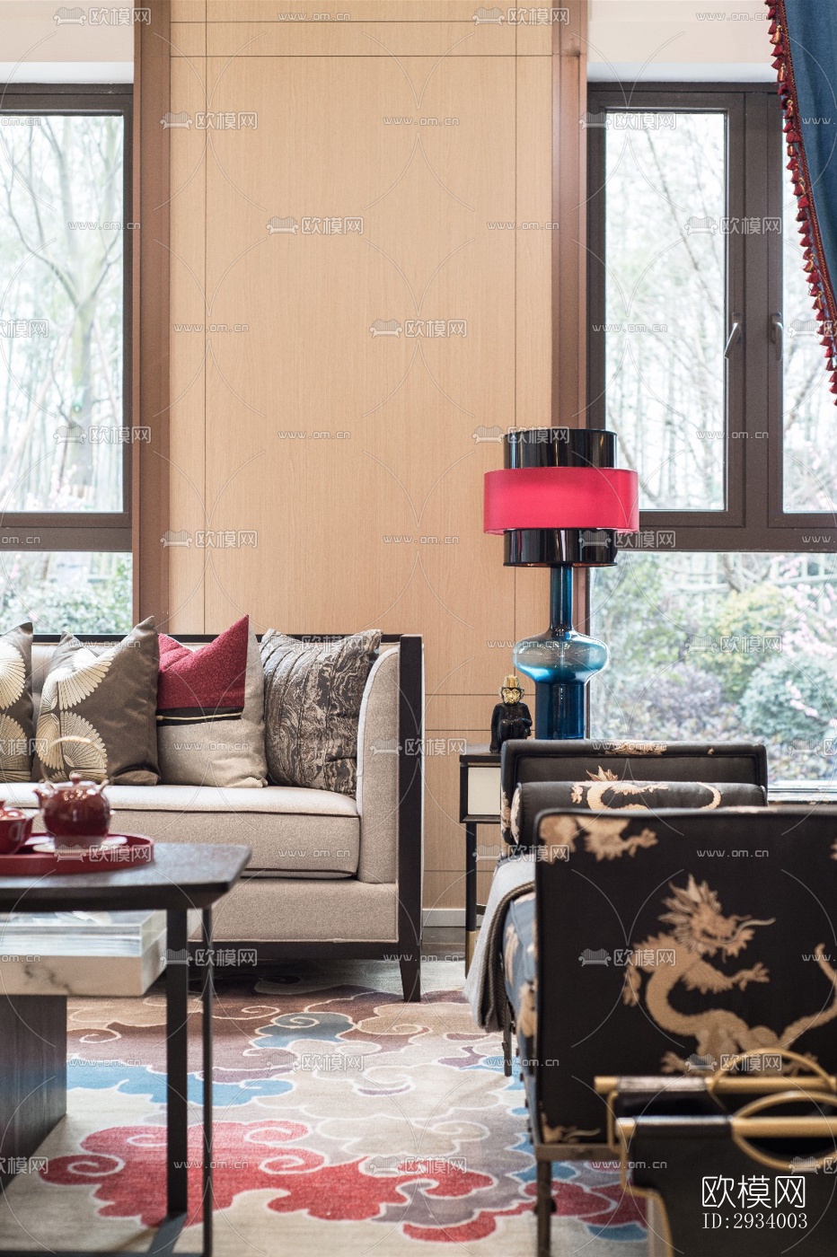 新中式别墅效果图下载（渲染图1）