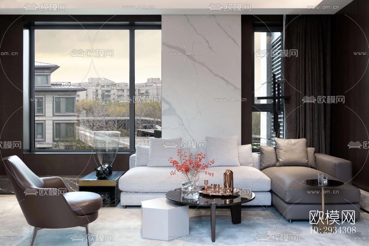 现代复式效果图下载（渲染图1）