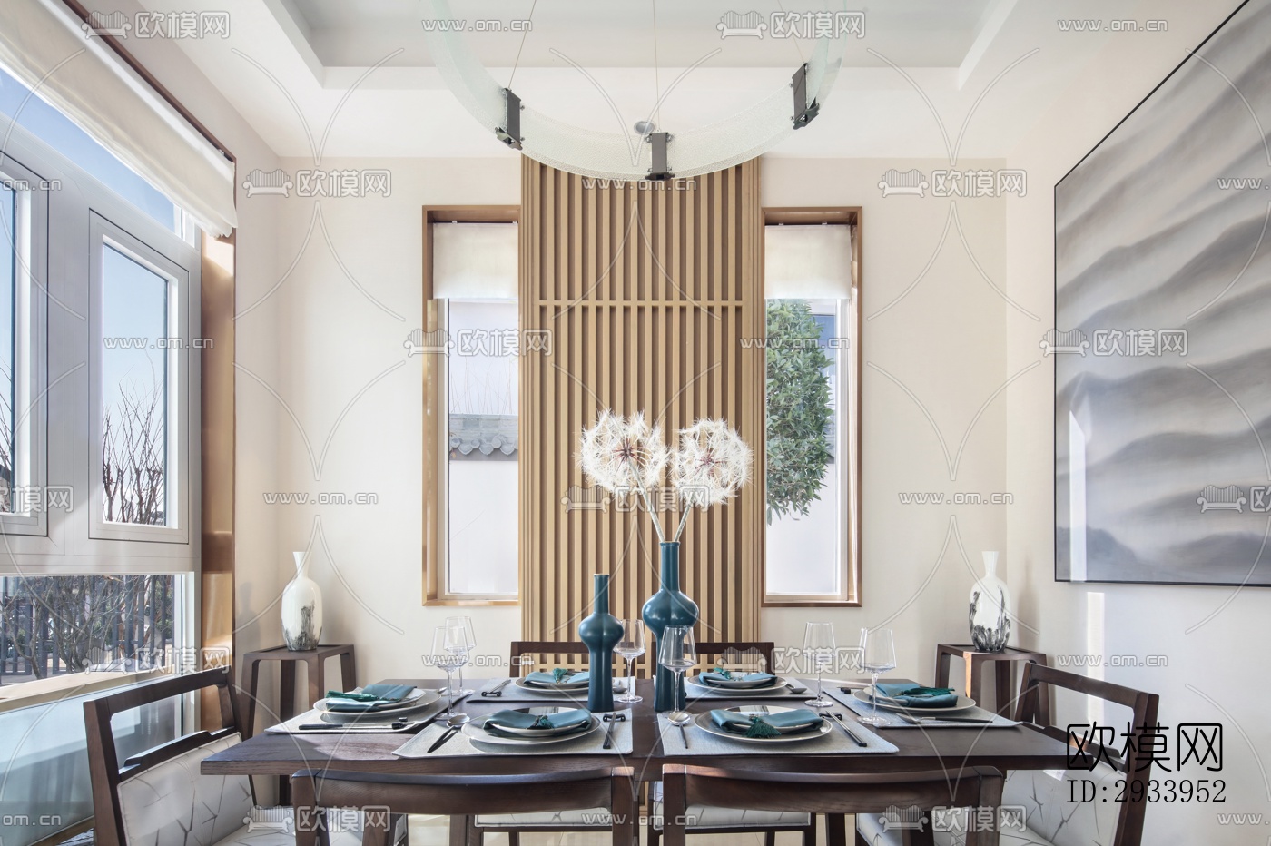 新中式别墅效果图下载（渲染图5）