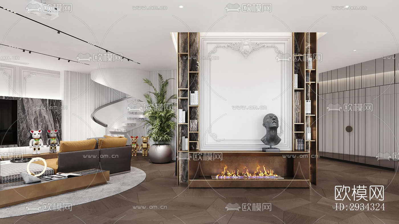 现代复式效果图下载（渲染图3）