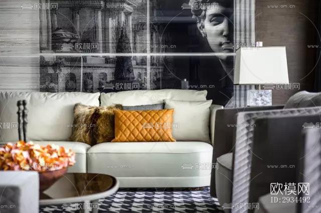 新中式平层效果图下载（渲染图15）