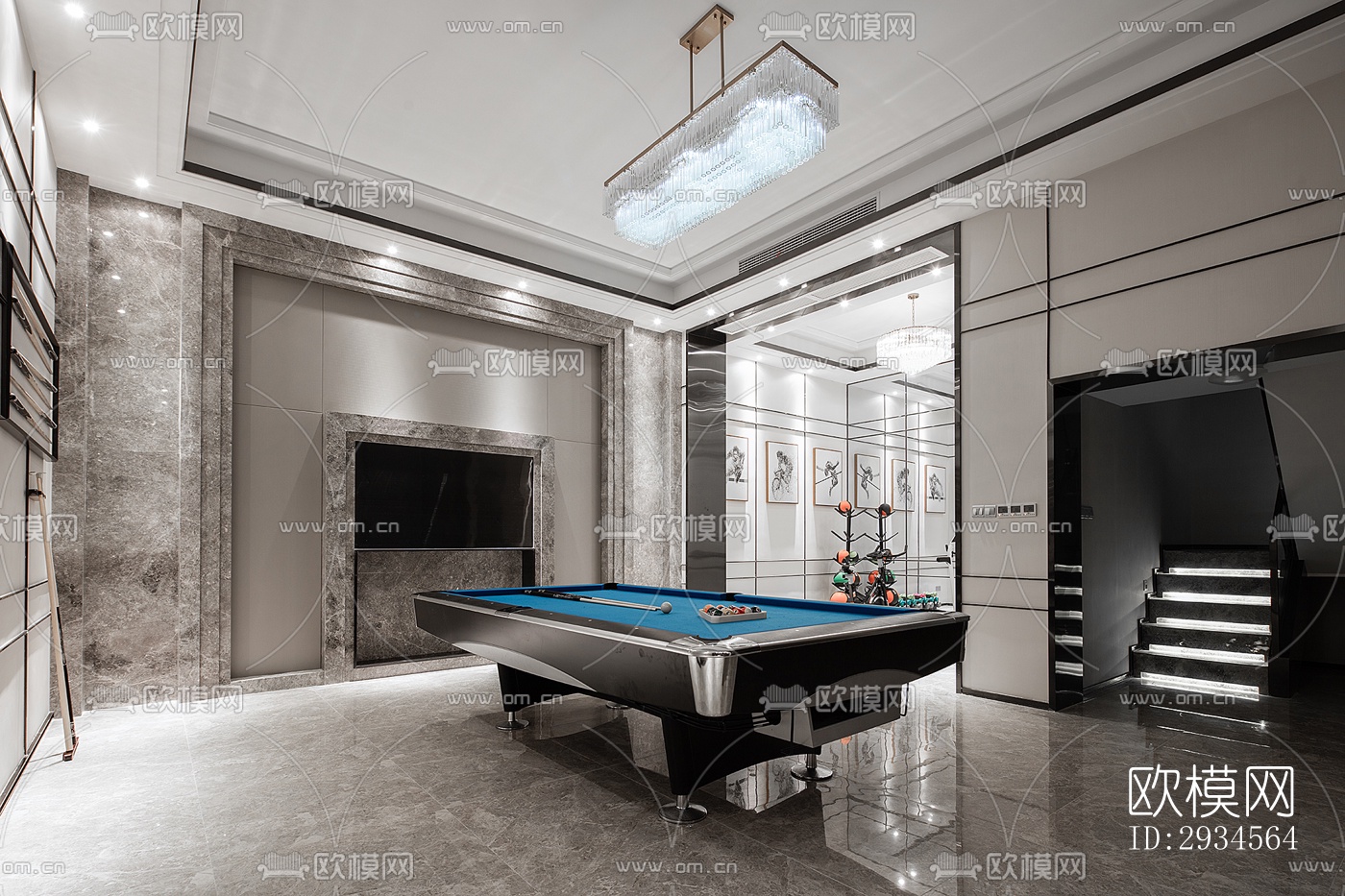 新中式平层效果图下载（渲染图13）