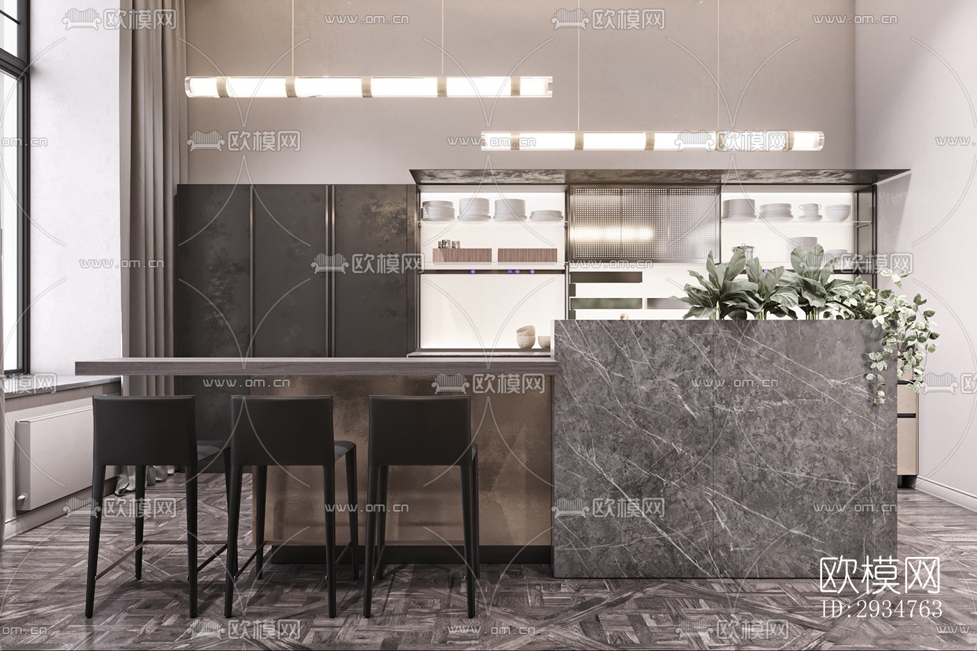 现代平层效果图下载（渲染图11）