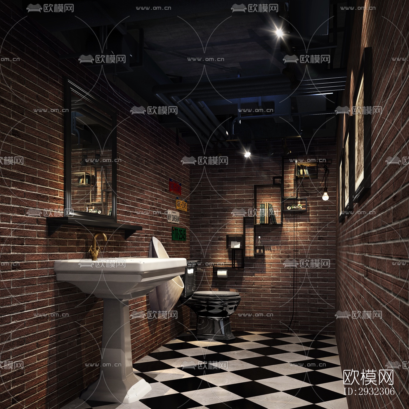 工业风酒吧效果图下载（渲染图2）