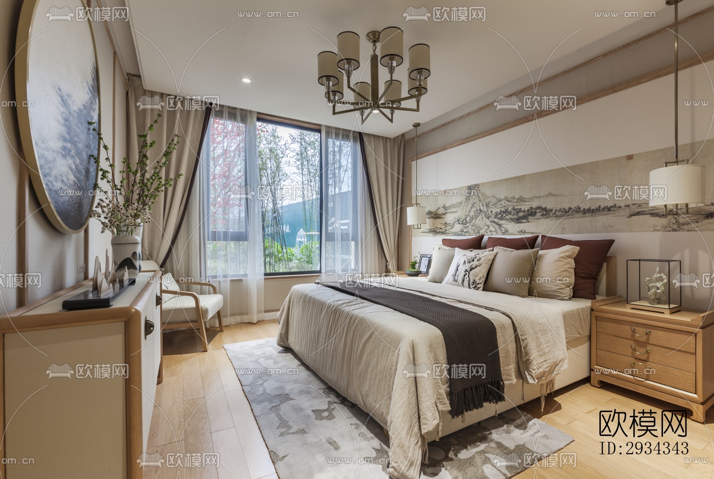 中式平层效果图下载（渲染图10）