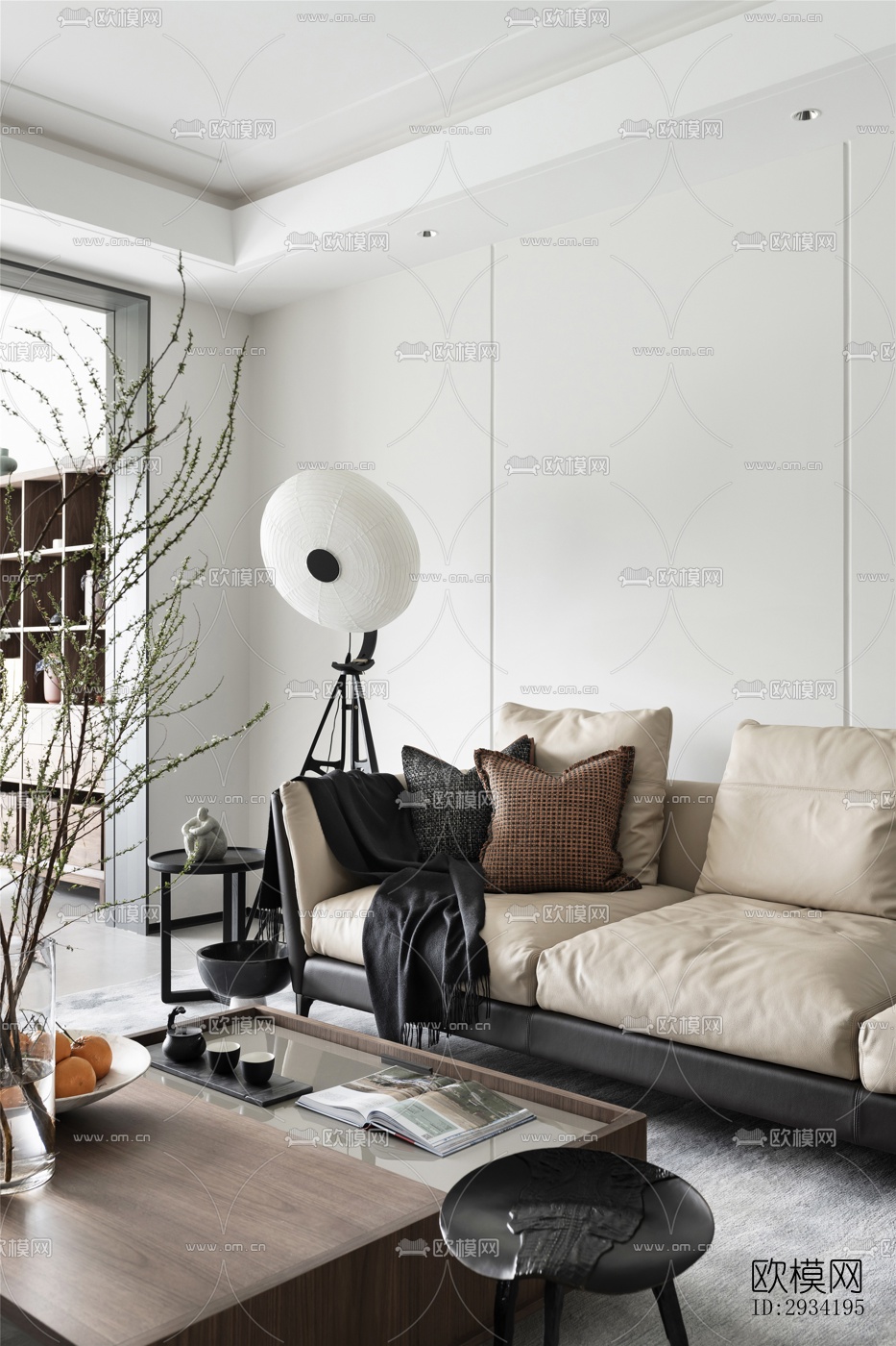 新中式复式效果图下载（渲染图2）