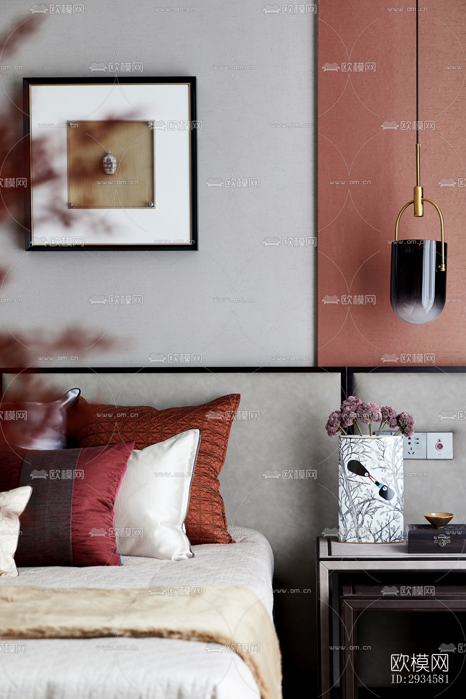 新中式平层效果图下载（渲染图20）