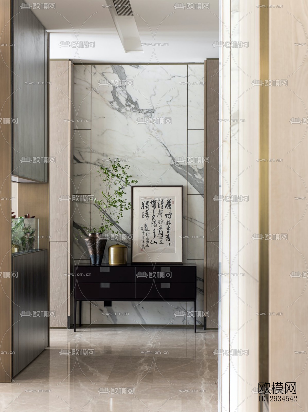 新中式平层效果图下载（渲染图12）