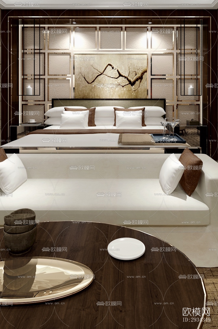 中式平层效果图下载（渲染图14）